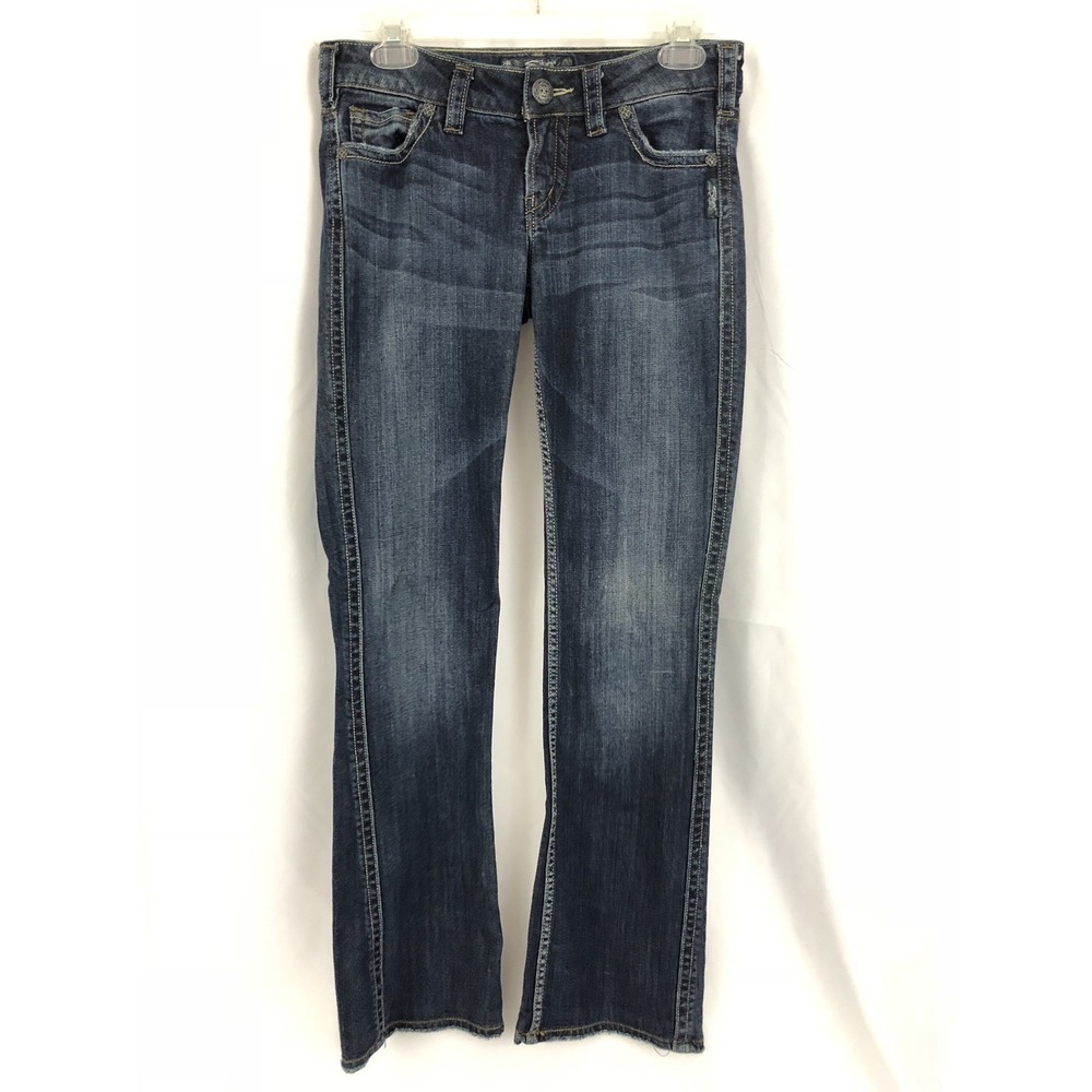 Silver Jeans Frances Womens Denim Jeans Boot Distressed Embellished Pocket B62‎